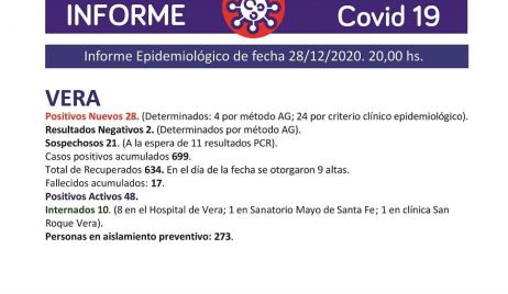 28 casos positivos de covid-19 en Vera.