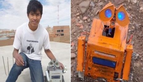 Vive en zona rural boliviana y creó un robot hecho con basura
