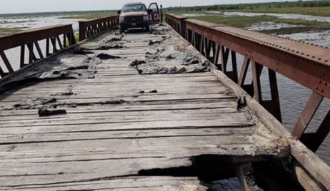 Así está el puente en La Sarnosita, departamento Vera