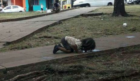 La verdad detrás de la foto de la nena que toma agua del piso en Misiones