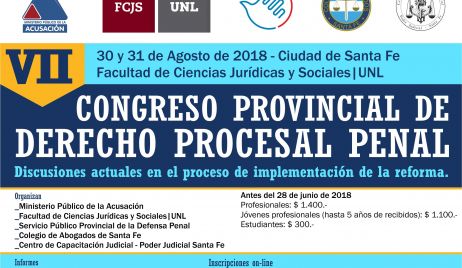 Se realizará la séptima edición del Congreso Provincial de Derecho Procesal Penal