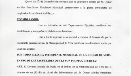 La Intendente declaró duelo por el fallecimiento de un trabajador municipal