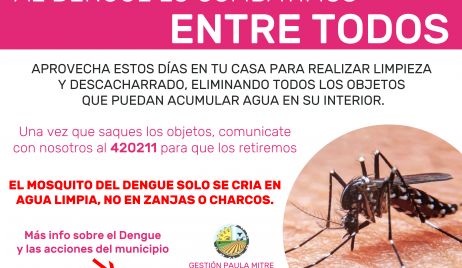 Dengue: podemos dedicar  estos días en casa para limpiar y descacharrar el hogar.