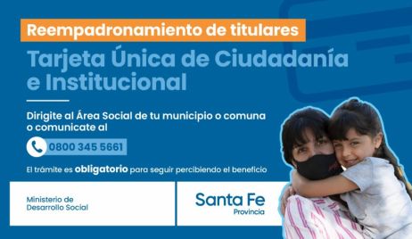 SE RECUERDA A LOS TITULARES DE TARJETA ÚNICA DE CIUDADANÍA QUE DEBERÁN REEMPADRONARSE PARA CONTINUAR PERCIBIENDO LA PRESTACIÓN