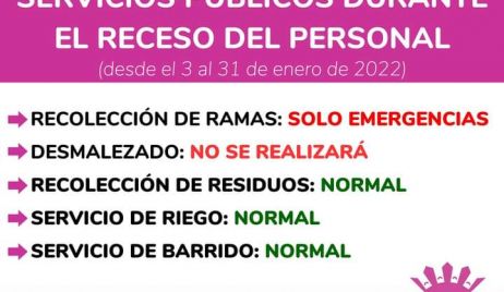 CÓMO FUNCIONARÁN LOS SERVICIOS PÚBLICOS DURANTE EL RECESO DEL PERSONAL MUNICIPAL.