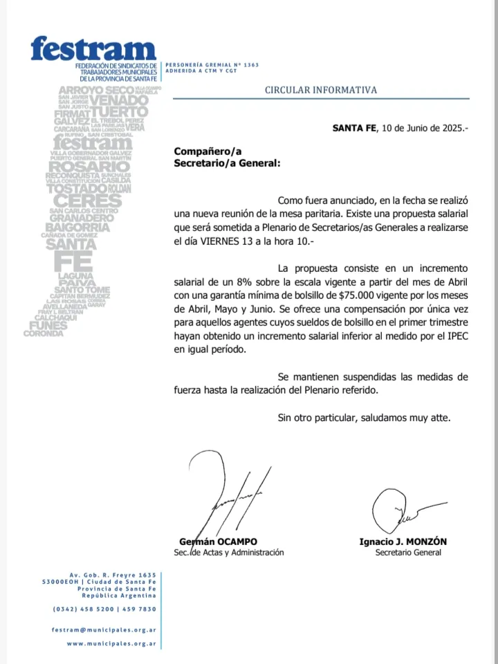 FESTRAM  analiza este viernes la propuesta paritaria provincial