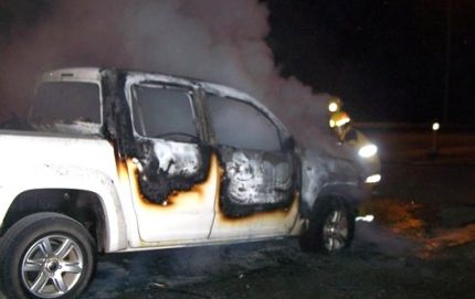 Se incendió una camioneta en el Peaje de Reconquista