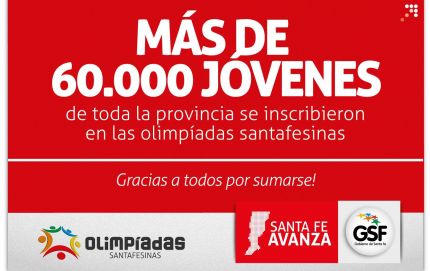 Olimpíadas Santafesinas: 60 mil jóvenes inscriptos