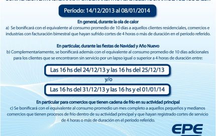 La EPE bonifica a usuarios que afrontaron cortes prolongados del servicio durante la ola de calor