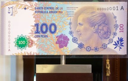 El billete de Evita de cien pesos figura entre los tres mejores del mundo 