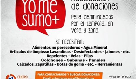 Recepción de donaciones en el Centro Ciudadano Vera, para afectados por las inundaciones