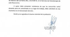 El Hospital Regional Vera hace un llamado a la solidaridad.