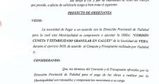 PROYECTO DE ORDENANZA PARA RIPIO CON CORDON CUNETA EN HIPOLITO IRIGOYEN