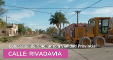 La Municipalidad y el Gobierno Provincial realizan la obra de ripiado de calle Rivadavia