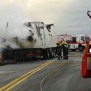 Se despistó e incendió un camión con acoplado térmico